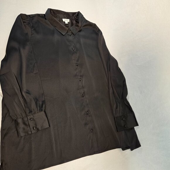 THE DROP Minimalist Basic Black Stretch Satin Shirt Tunic Top Size 4X New NO Tag - Picture 4 of 16